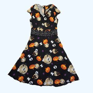 Chunna Halloween Dress Womens Medium Pumpkins Ghosts Black Costume